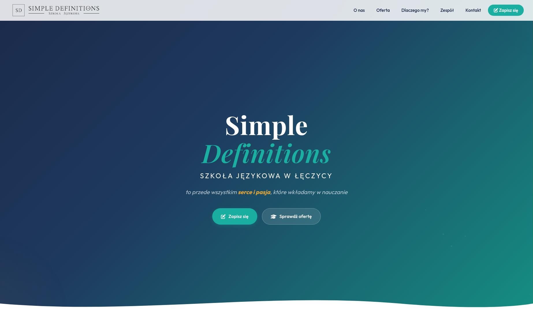 Zrzut ekranu strony szkoły językowej simple-definitions.pl
